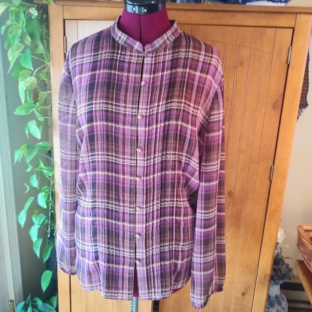 Liz & Co. Purple Plaid Tunic